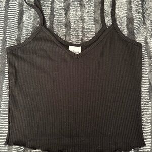 Destined Black Ribbed Tank
